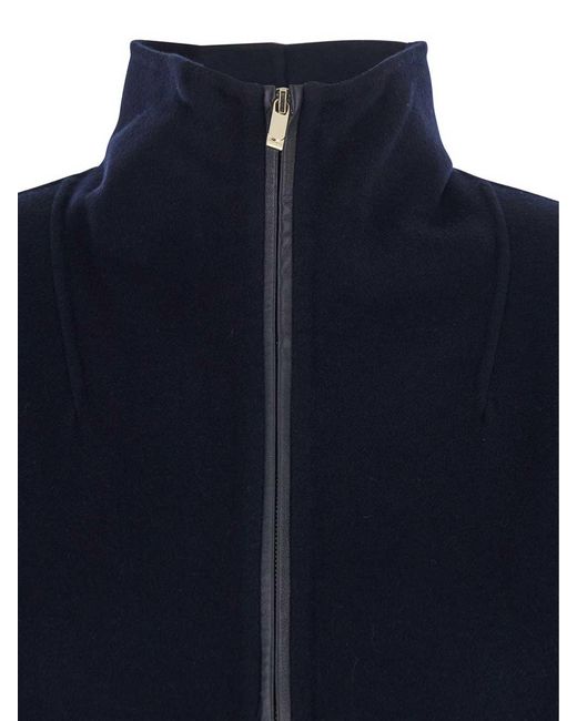 Max Mara Blue 'Pino' Jacket With High Collar And Zip Closure In