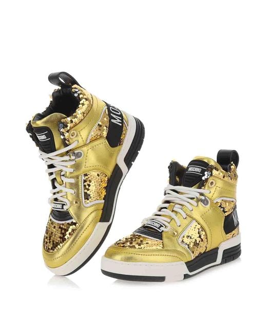 Moschino Metallic Sequin High Sneakers