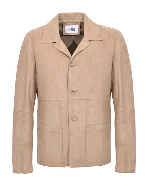 Alpha Studio Natural Suede Leather Jacket for men