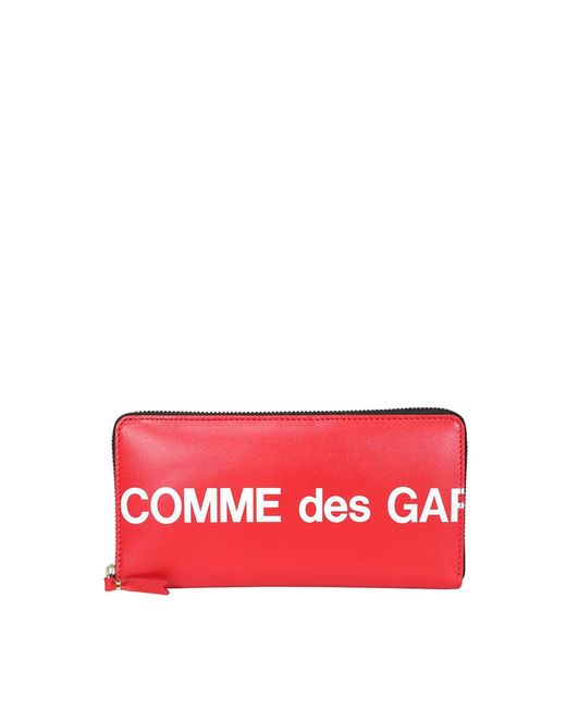 Comme des Garçons Red Zip Around Logo Wallet