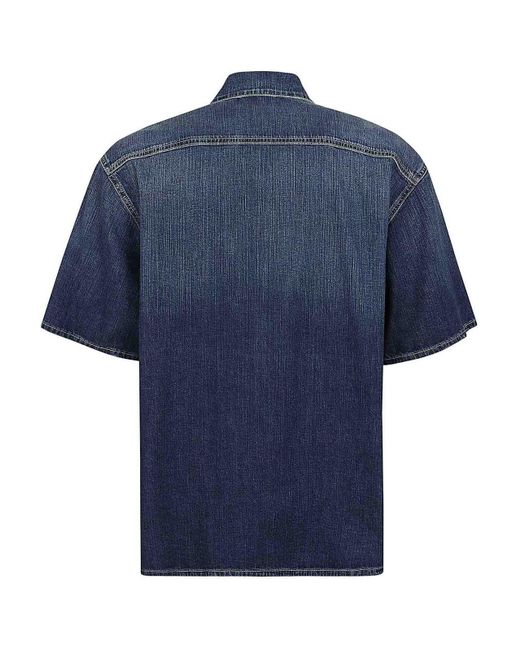 Alexander McQueen Blue Hawaiian Shirt In Denim for men