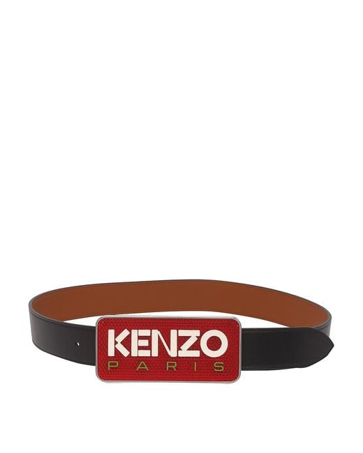 KENZO Red Reversibile Logo Belt for men