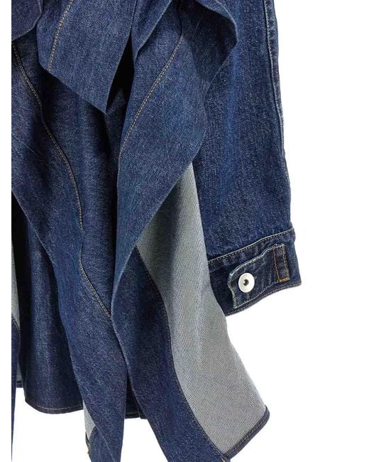 Sacai Blue Ruffled Denim Dress