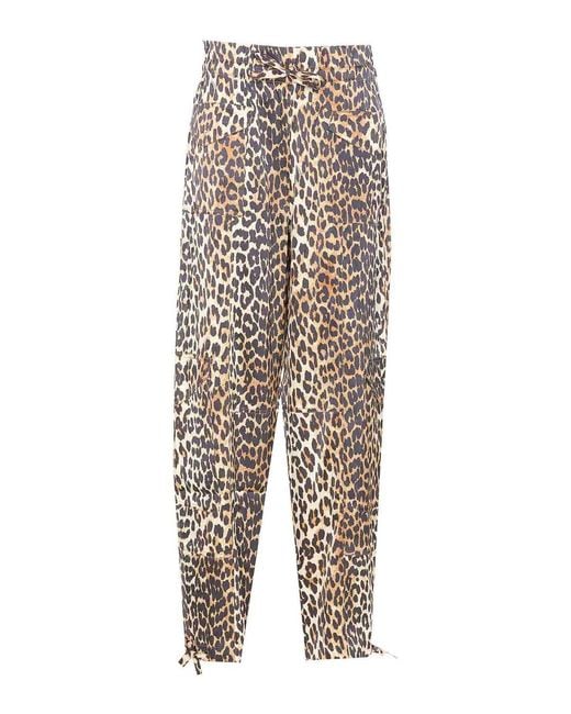 Ganni White Leopard Print Pants