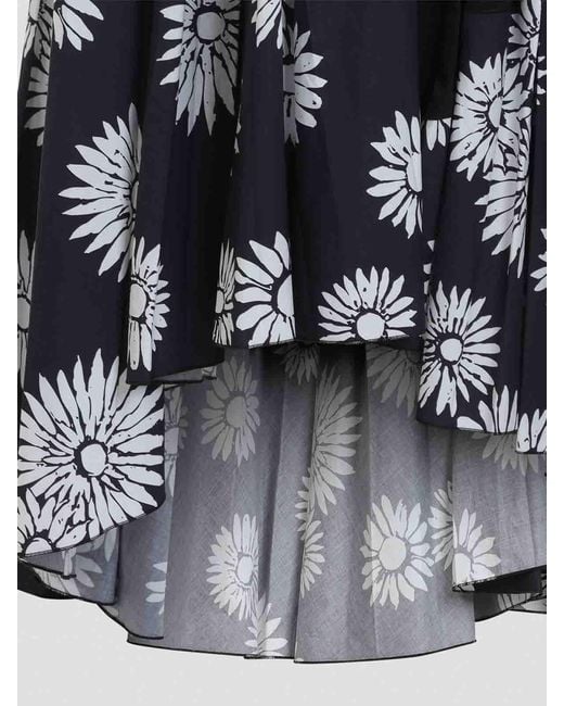 Lanvin Black Floral Print Plated Maxi Dress