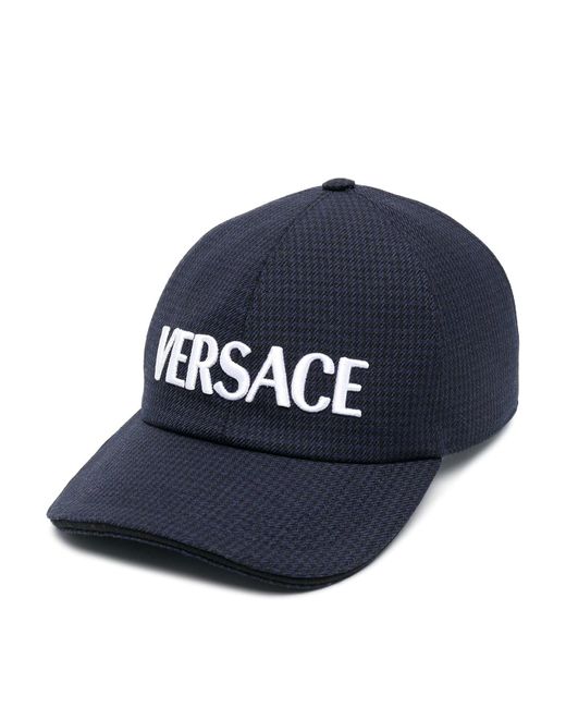 Versace Blue Logo Wool Baseball Cap for men