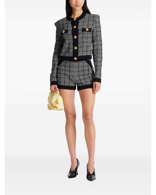 Balmain Black Tweed Cardigan