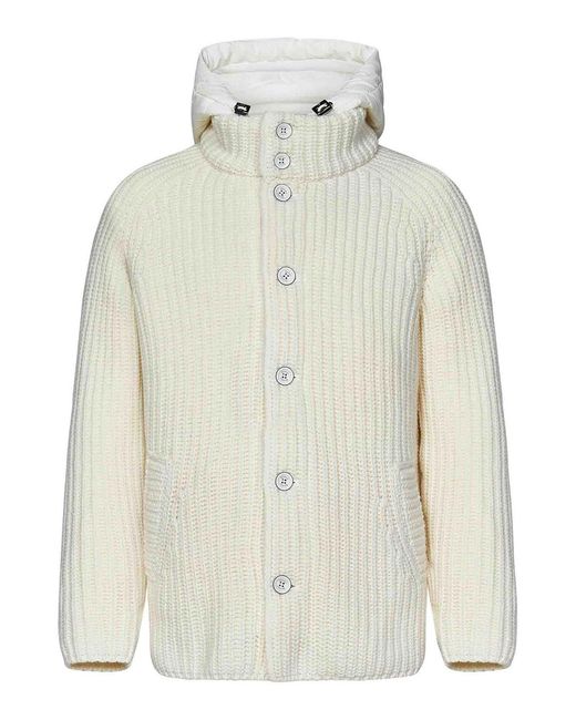 Herno White Wool Knit Cardigan for men