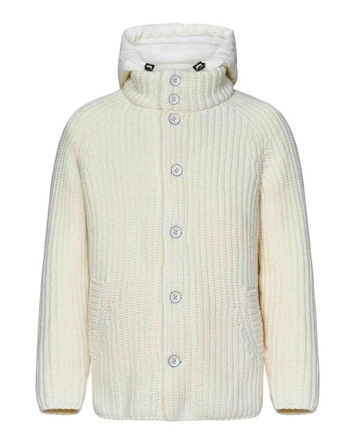 Herno White Wool Knit Cardigan for men