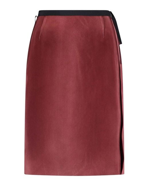 Maison Margiela Red Viscose Midi Skirt