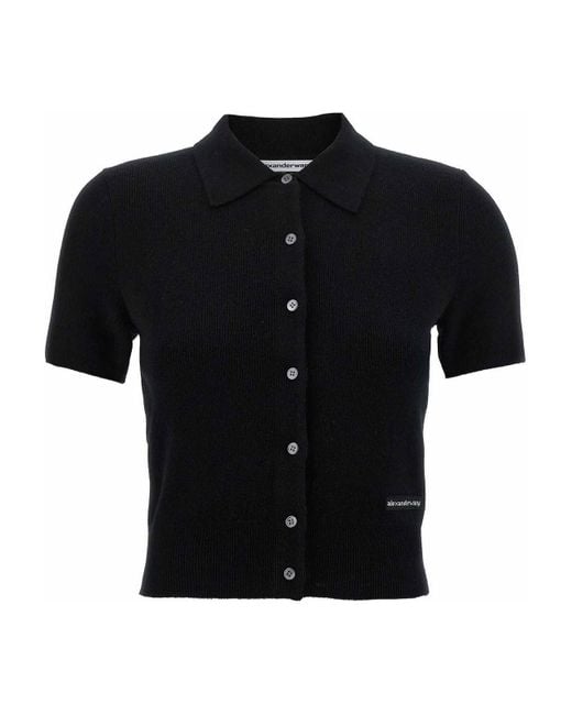 T By Alexander Wang Black Polo Cardigan