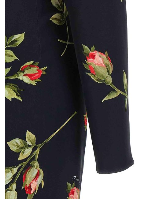 Dolce & Gabbana Black Bouquet Rose Dress