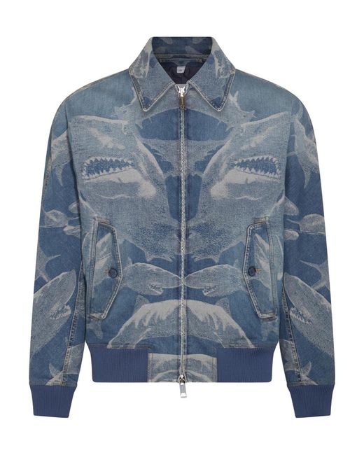 Burberry Blue Cotton Blend Denim Jacket for men