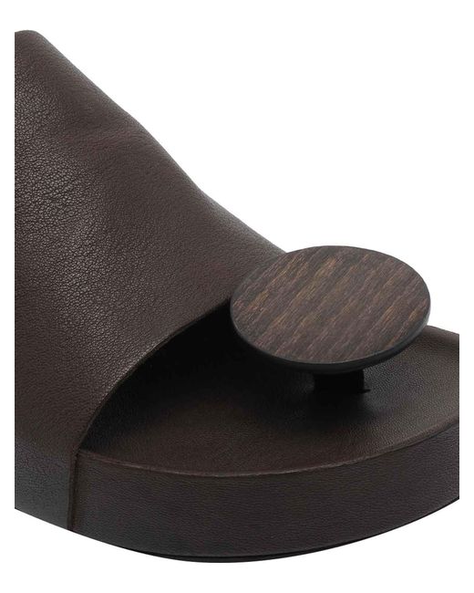 Uma Wang Brown Round Slide Sandals