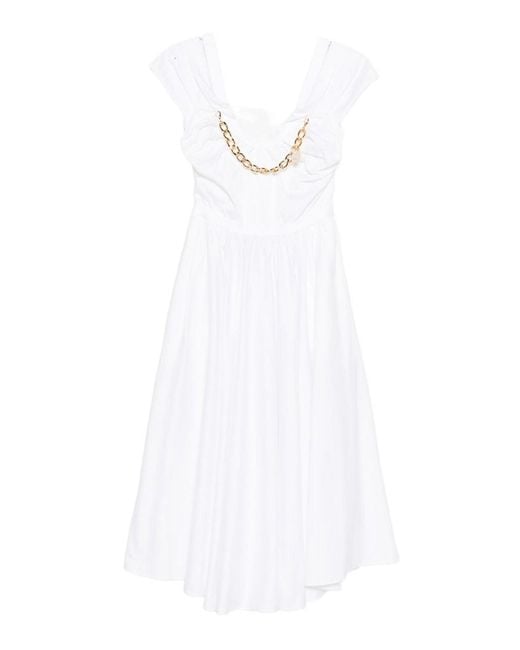 Elisabetta Franchi White Short Dress With Decoration