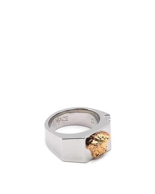 VERSACE Brushed Gold Metal Crystal MEDUSA Men's Signet Ring Size 13 | eBay