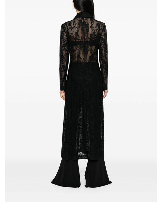 Norma Kamali Black Lace Long Coat