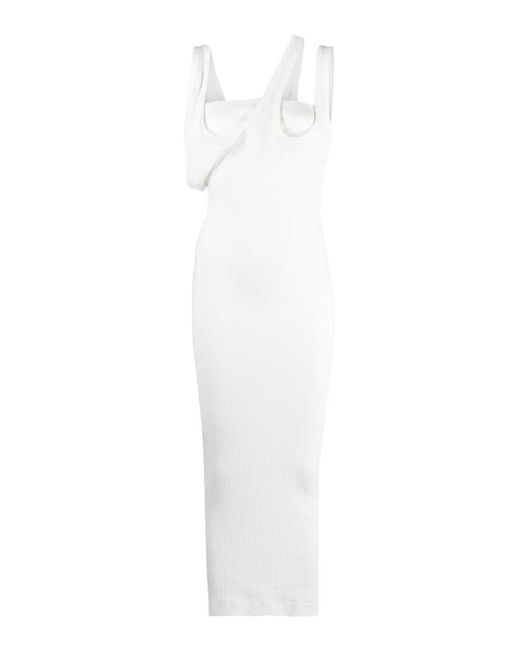 The Attico White Ribbed Jersey Midi Dress - Runway