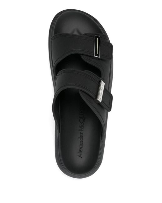 McQueen Black Hybrid Rubber Double-Strap Sandals for men