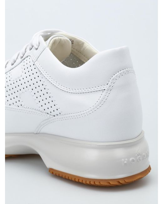 Hogan White Interactive Drilled H Sneakers
