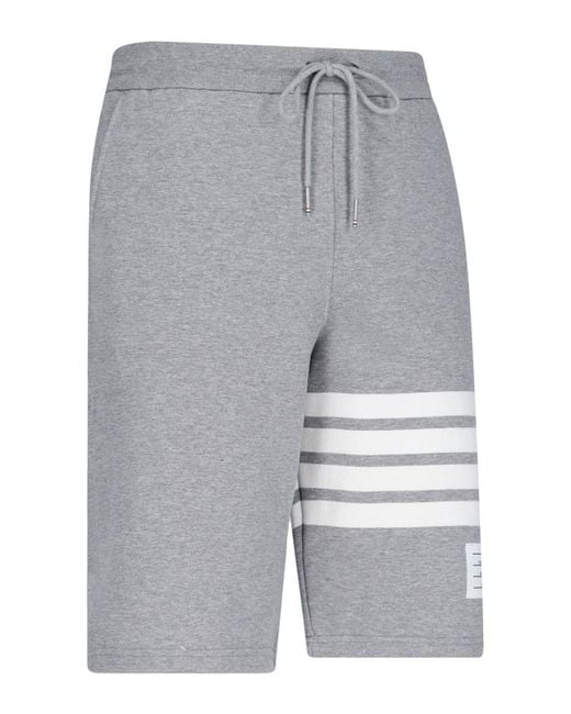 Thom Browne Gray 4-Bar Sweat Shorts for men