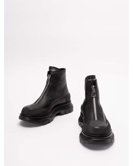 Alexander McQueen Black Leather Ankle Boots for men