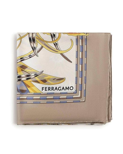 Ferragamo Metallic Printed Silk Scarf