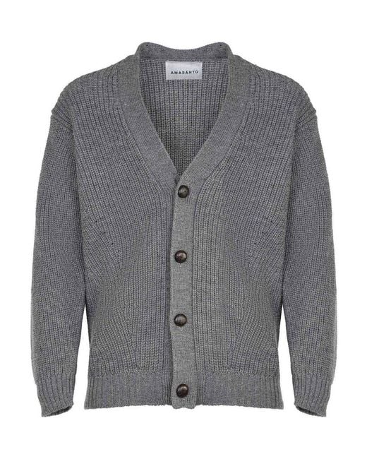 Amaranto Gray Amaranth Cardigan Made Of Wool for men