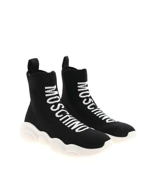 Moschino Black High Sock Sneakers