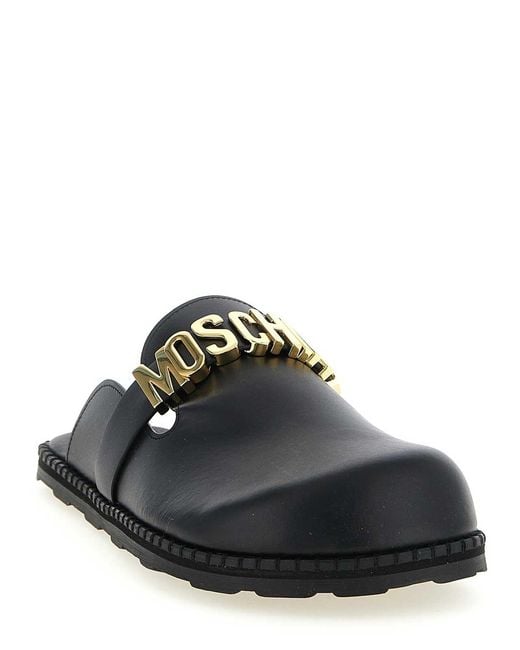 Moschino Black Leather Sabots for men