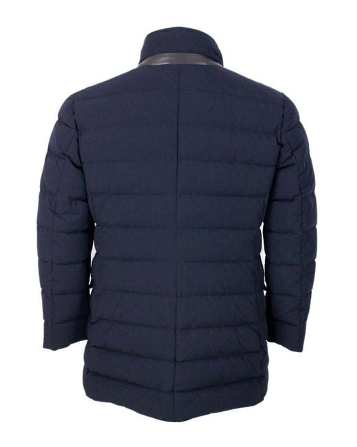 Moorer Blue Tech Fabric Coat for men