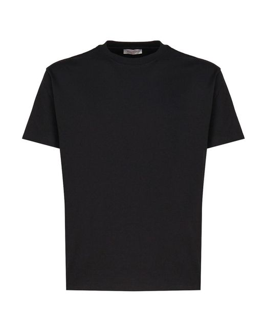 Valentino Garavani Black Cotton T-shirt With Stud for men