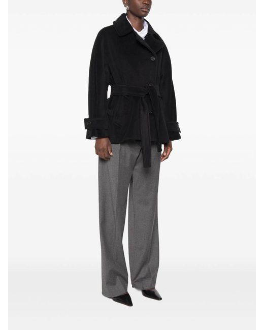 Marella Black Short Virgin Wool Coat