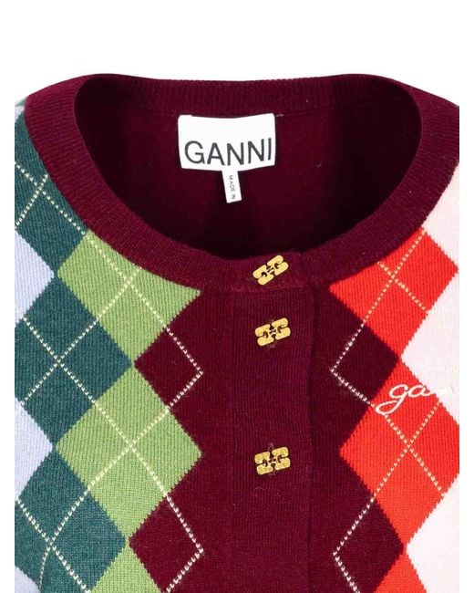 Ganni Red Tawny Port Cardigan