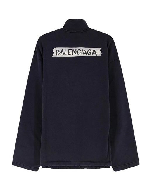 Balenciaga Blue Cotton Sweatshirt for men