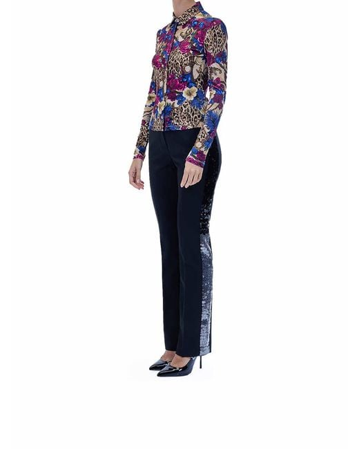 Just Cavalli White Flowers Leopard Shirt