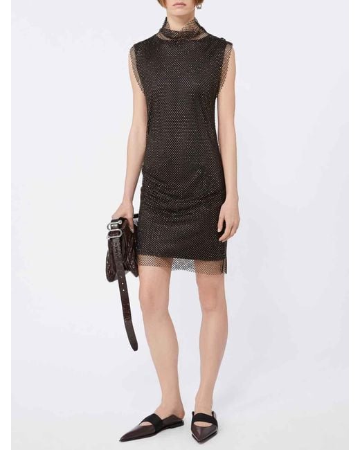 Sportmax Brown Empoli Sleeveless Dress With Rhinestones By