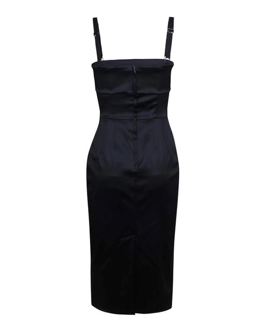 Dolce & Gabbana Black Midi Satin Dress