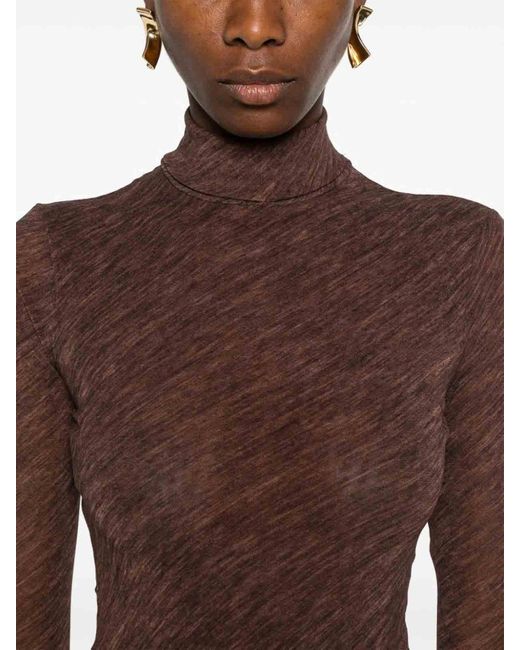 Philosophy Di Lorenzo Serafini Brown Mlange Effect Mock Neck Top