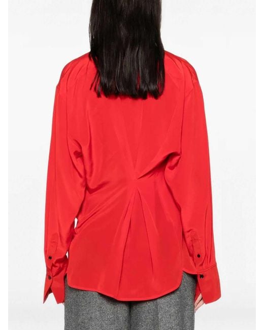 Victoria Beckham Red Drape Detail Blouse
