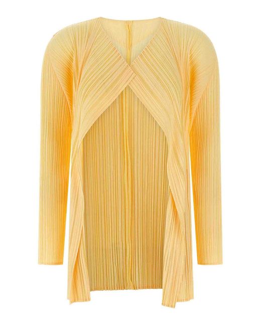 Pleats Please Issey Miyake Yellow Mellow Pleats Cardigan