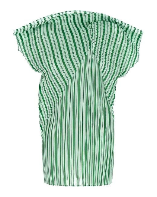 Issey Miyake Green 'Generic Stripes (Machine Pleats) Top