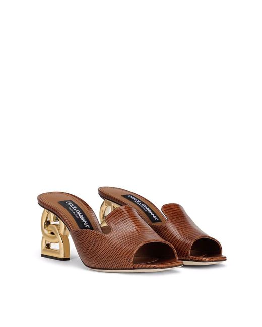 Dolce & Gabbana Brown Logo Sandals