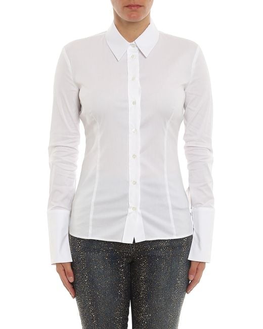 Patrizia Pepe White Cotton Blend Shirt