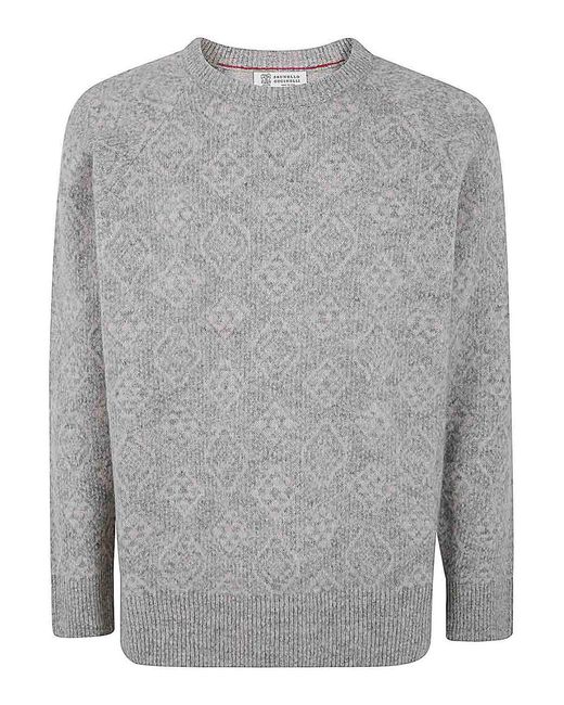 Brunello Cucinelli Gray Roundneck Sweater for men