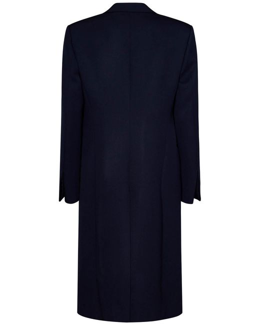 McQueen Blue Wool Belted Coat for men
