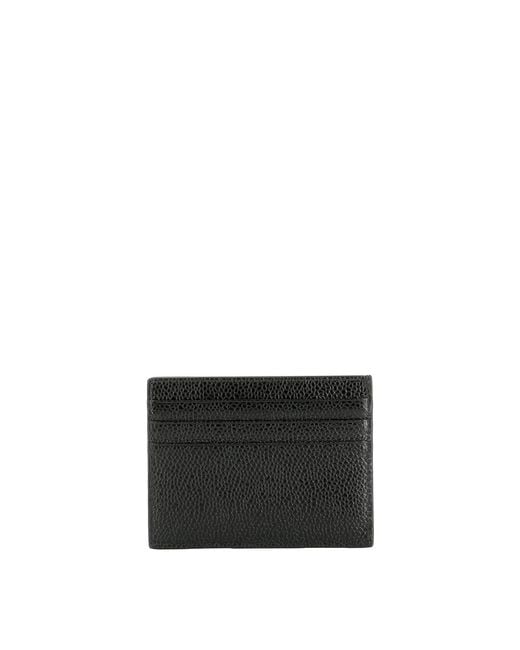 Thom Browne Black Textured Leather Card Holder for men