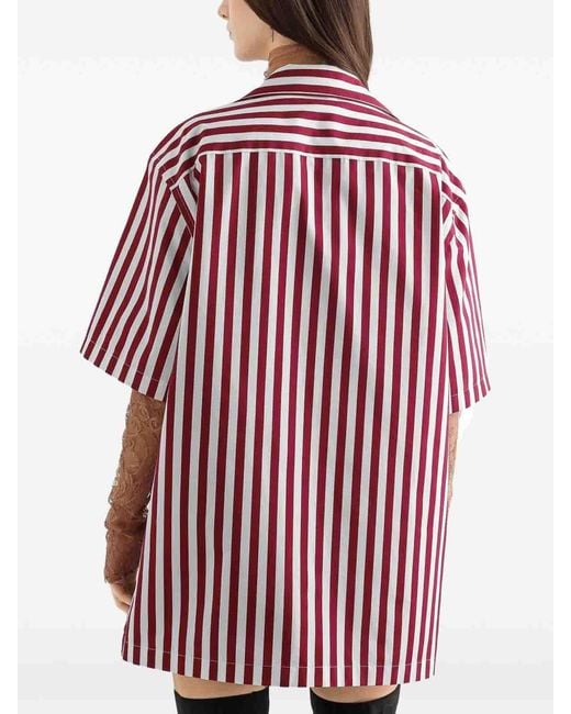 Dolce & Gabbana Red Striped Cotton Shirt