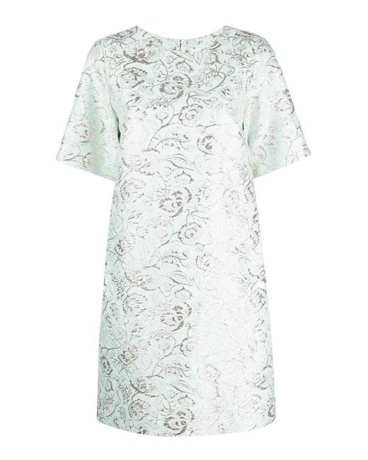 P.A.R.O.S.H. White Lurex Jacquard Short Dress