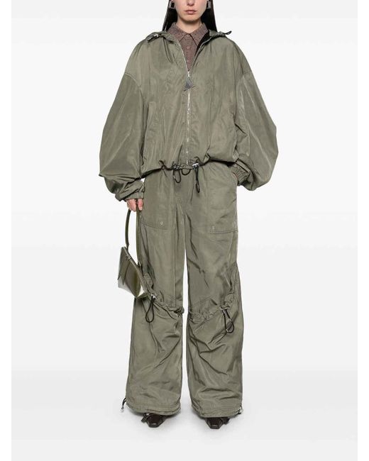 The Attico Green Polyester Trousers For Versatile Wear